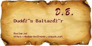 Dudás Baltazár névjegykártya